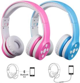 img 4 attached to 🎧 Safe and Durable Kids Bluetooth Headphones with Mic - Volume Limited Yusonic Wireless Headphones for Cell Phones TV Tablet Game School Boys Girls - Scratch Proof - E1 Pink+Blue