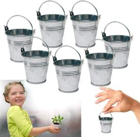 img 1 attached to 🍾 12 Silver Mini Metal Buckets with Handles - Party Favors, Wedding Souvenirs, Trick Or Treat, Stocking Stuffers: Tin Containers Pack