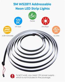 img 2 attached to Aclorol 16.4FT Neon Rope Lights - Addressable WS2811 RGB Dream Color Rainbow LED 🌈 Strip Lights for DIY Love Girl Planet Cloud Sign Bedroom Indoor Outdoor Wall Party Bars Decor