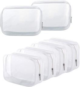 img 4 attached to 🧳 Travel-Friendly 6 Pack Clear Toiletry Carry Pouch: Waterproof Cosmetic Bags with Zipper - TSA Approved for Organized Vacation & Bathroom Essentials (A)