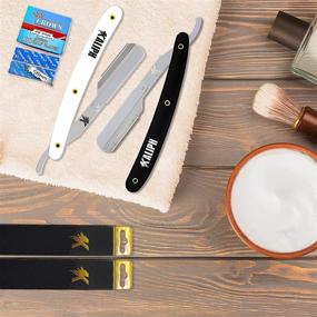 img 3 attached to 🪒 Kaliph Professional Barber Blade Straight Razor for Men - Premium 2-Pack with 100 Shaving Blades - Smooth Shaving Men's Manual Cut Throat Shaver Safety Kit (Black & White) - Ultimate Precision for a Stylish and Close Shave!