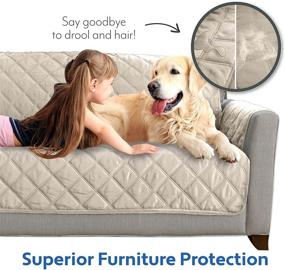 img 3 attached to 🛋️ Mighty Monkey Patented Sofa Slipcover: Reversible, Tear-Resistant, and Soft Quilted Microfiber | 70” Wide Seat | Stain Protector with Straps | Washable Couch Cover for Dogs and Kids | Beige Latte