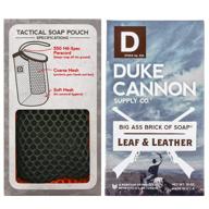 duke cannon supply co. soap on a rope set for men: tactical scrubber soap pouch + big brick of soap - leaf + leather, 10oz rich, warm tobacco and leather scent - premium grooming kit for a masculine clean logo