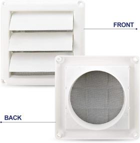 img 2 attached to 🌬️ 4-Inch Louvered Vent Cover for External Wall Vent Hood-Outlet | Airflow Vent Dryer Air Vent with Screen | Includes 4 Screws for Easy Installation (White)