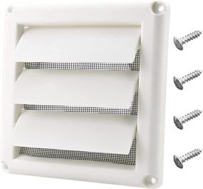 img 4 attached to 🌬️ 4-Inch Louvered Vent Cover for External Wall Vent Hood-Outlet | Airflow Vent Dryer Air Vent with Screen | Includes 4 Screws for Easy Installation (White)