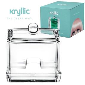 img 3 attached to Kryllic Qtip Holder - Compact Qtip Dispenser & Organizer for Cotton Swabs, Balls, and Pads - Bathroom Jars with High Storage Capacity - Convenient Bathroom Storage Containers - IdealQtips Jar Holder