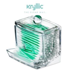 img 1 attached to Kryllic Qtip Holder - Compact Qtip Dispenser & Organizer for Cotton Swabs, Balls, and Pads - Bathroom Jars with High Storage Capacity - Convenient Bathroom Storage Containers - IdealQtips Jar Holder