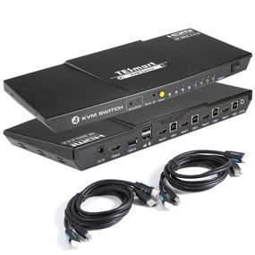 img 4 attached to 🖥️ TESmart HDMI KVM Switch 4 Port 4K@60Hz Ultra HD 4x1 + 2x 5ft KVM Cables | Keyboard & Mouse Pass Through | USB 2.0 Device Support (Black)