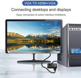 img 1 attached to 🐇 Серый кролик VGA в HDMI VGA адаптер - разветвитель 1080P (1 в 2) для компьютера, настольного компьютера, ноутбука, ПК, монитора, проектора - черный