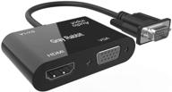 🐇 серый кролик vga в hdmi vga адаптер - разветвитель 1080p (1 в 2) для компьютера, настольного компьютера, ноутбука, пк, монитора, проектора - черный логотип