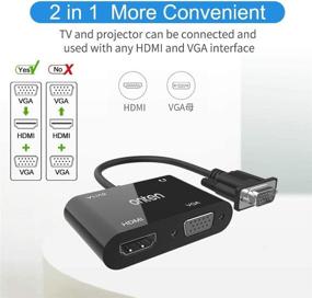 img 3 attached to 🐇 Серый кролик VGA в HDMI VGA адаптер - разветвитель 1080P (1 в 2) для компьютера, настольного компьютера, ноутбука, ПК, монитора, проектора - черный