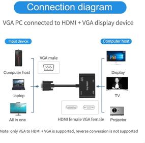 img 2 attached to 🐇 Серый кролик VGA в HDMI VGA адаптер - разветвитель 1080P (1 в 2) для компьютера, настольного компьютера, ноутбука, ПК, монитора, проектора - черный