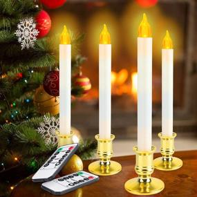 img 3 attached to 🕯 Set of 8 Battery Operated Flameless Window Candles with Timers - Festive Taper Candles with Holders, Suction Cups, and Remote Control - Ideal for Christmas Window Decorations and Festive Celebrations