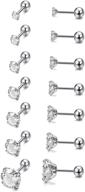 stainless earrings zirconia barbell earring logo