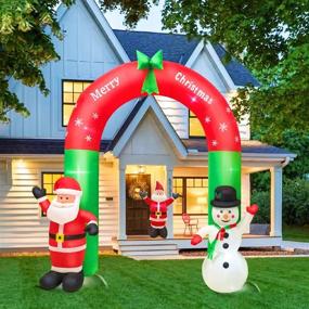 img 2 attached to 🤶 Charming 8ft Tall Christmas Santa Claus and Snowman Archway: LED Lights for Indoor/Outdoor Holiday Decorations - IP44 Weather Proof (Art Deco3)