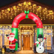 🤶 charming 8ft tall christmas santa claus and snowman archway: led lights for indoor/outdoor holiday decorations - ip44 weather proof (art deco3) logo