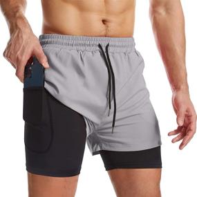 img 4 attached to 🏃 Surenow Men's 2-in-1 Running Shorts: Quick-Dry, Athletic Shorts with Built-in Liner, Workout Shorts Featuring Zip Pockets and Towel Loop