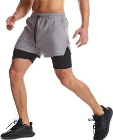 img 2 attached to 🏃 Surenow Men's 2-in-1 Running Shorts: Quick-Dry, Athletic Shorts with Built-in Liner, Workout Shorts Featuring Zip Pockets and Towel Loop