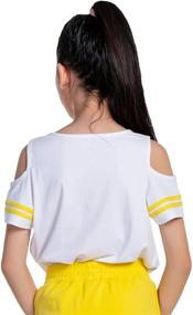 img 3 attached to 👚 Girls' Clothing M D K Shoulder Crewneck Graphic T-Shirt