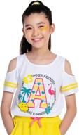 👚 girls' clothing m d k shoulder crewneck graphic t-shirt logo