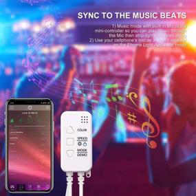 img 1 attached to 🌈 60ft RGB LED Strip Lights - Flexible Music Sync Rope Lights 5050 LED Tape Lights with APP Control and 40-Key IR Remote - Color Changing Lights for Home Kitchen Bed Bar Party Decoration