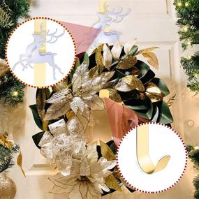img 1 attached to Enhance Your Christmas Décor with KPCB Tech Christmas Reindeer Chrome Wreath Hanger for Front Door - 15'' Gold Door Hanger