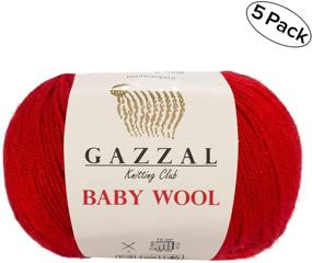 img 1 attached to 🧶 5 пачек - Пряжа для детей Gazzal Baby Wool 1.76 унции (50 г) / 191 ярд (175 м) Тонкая детская пряжа, 40% мериносовая шерсть, 20% полиамид, похожий на кашемир; (Красный - 811)