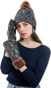 img 3 attached to Womens Winter Beanie Thermal Mittens