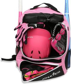 img 2 attached to 🎒 Convenient Athletico Softball Bat Bag - Ultimate Backpack for Softball, Baseball, & T-Ball Equipment & Gear - Ideal for Kids, Youth, and Adults - Holds Bat, Helmet, Glove, & Shoes - Includes Separate Shoe Compartment & Fence Hook