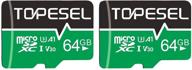 high-performance topesel 64gb micro sd card 2 🚁 pack - u3 v30 memory cards for camera/drone/dash cam logo