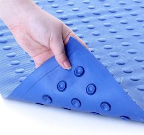 img 3 attached to 🛀 SlipX Solutions Blue Extra Long Rubber Safety Bath Mat - Optimal Size & 220 Suction Cups Provide Great Non-Slip Coverage (18 x 36 Inch)