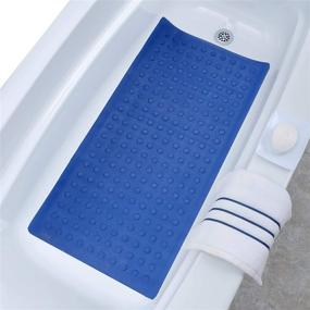 img 4 attached to 🛀 SlipX Solutions Blue Extra Long Rubber Safety Bath Mat - Optimal Size & 220 Suction Cups Provide Great Non-Slip Coverage (18 x 36 Inch)
