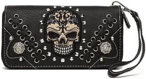 img 2 attached to 🎒 Sugar Skull Punk Art Studded Concealed Carry Shoulder Bag Set with Matching Wallet - Women's Fashion Handbag
