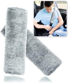 img 4 attached to 🐑 Zone Tech Car Soft Faux Sheepskin Seat Belt Comfortable Shoulder Pad - 2-Pack Premium Quality Classic Grey Seat Belt Comfort Shoulder Pad for Adults and Kids