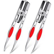 lighted stainless steel eyebrow tweezers with led, professional makeup tool for hair removal - 2pcs logo