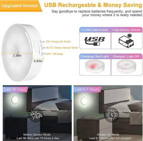 img 2 attached to 💡 LAFULIT Rechargeable Motion Sensor Puck Lights: Wireless Under Cabinet Lighting for Kitchens, Closets & More!