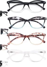 img 3 attached to Stylish Round Reading Glasses with Spring Hinges - Perfect for Men and Women