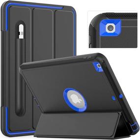 img 4 attached to 📱 Timecity iPad 9th/ 8th/ 7th Generation Case - iPad 10.2 Case 2021/ 2020/ 2019 with Stand & Pencil Holder - Auto Wake/Sleep - Smart Case for iPad 9th/ 8th/ 7th Gen - Durable Cover with Stand - Black/Dark Blue