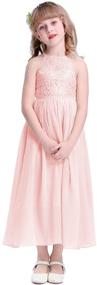 img 1 attached to 🎀 Joyful Wine-colored Lace Junior Bridesmaid Dress for Parties, Weddings & Events - Rose Girls' Apparel, Size 12