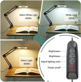 img 2 attached to 🔍 Krstlv 5X Magnifying Glass with Light: Real Glass Lens, Desk Lamp & Clamp, 3 Color Modes, Stepless Dimmable, Hands-Free Lighted Magnifier for Reading, Crafts, Repair