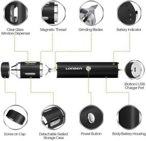 img 3 attached to 🌿 Rechargeable Electric Dry Herb Grinder - LONZEN 2018 Best Design: Crush Spices with Stainless Steel Blades, Clear Dispenser. 2-Year Warranty!