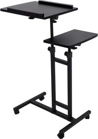 img 1 attached to Versatile Overbed Table with Wheels: Heavy-Duty Couch End Table with Bookcase and Laptop Stand (Adjustable#3)