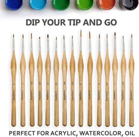 img 3 attached to 🖌️ Ledgebay Fine Tip Miniature Paint Brushes Set - Ideal for Micro Detail, Handcrafted with Perfectly Balanced Wood Handles, Taklon Bristles - Suitable for Model, Acrylic, Oil, Watercolor - Pack of 15, with Wood Case
