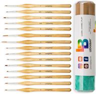 🖌️ ledgebay fine tip miniature paint brushes set - ideal for micro detail, handcrafted with perfectly balanced wood handles, taklon bristles - suitable for model, acrylic, oil, watercolor - pack of 15, with wood case logo