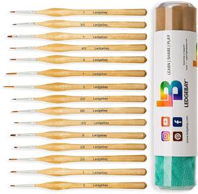 img 4 attached to 🖌️ Ledgebay Fine Tip Miniature Paint Brushes Set - Ideal for Micro Detail, Handcrafted with Perfectly Balanced Wood Handles, Taklon Bristles - Suitable for Model, Acrylic, Oil, Watercolor - Pack of 15, with Wood Case