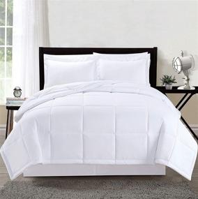 img 1 attached to 🛏️ Ultra-Plush 3-Piece White Down Alternative Comforter Set – Full/Queen Size with Corner Tab Duvet Insert