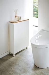 img 3 attached to 🛒 YAMAZAKI Home Tower: White Rolling Slim Bathroom Cart Featuring Handle