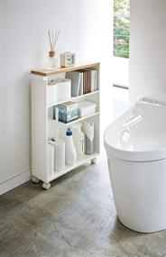 img 2 attached to 🛒 YAMAZAKI Home Tower: White Rolling Slim Bathroom Cart Featuring Handle
