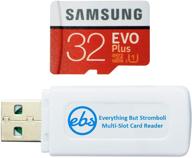 📷 samsung 32gb micro sdhc evo plus memory card with adapter for galaxy s7, tab s7+ & a21s smartphone (mb-mc32) bundle with everything but stromboli sd, tf card reader logo