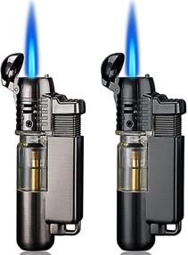 img 4 attached to 🔥 Yeuligo Butane Lighter 2-Pack with Key Ring | Mini Torch Lighter | Adjustable Jet Flame | Windproof Gas Lighter for Grill, BBQ, Candle, Camping, and Fireplace | Black & Grey Color | Butane Gas Not Included